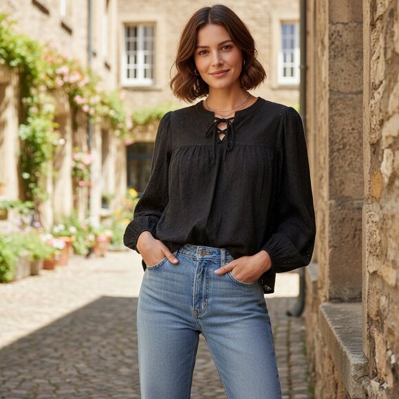 Lost + Wander Tops - NWT Lost+Wander Mystery Love Peasant Top Black